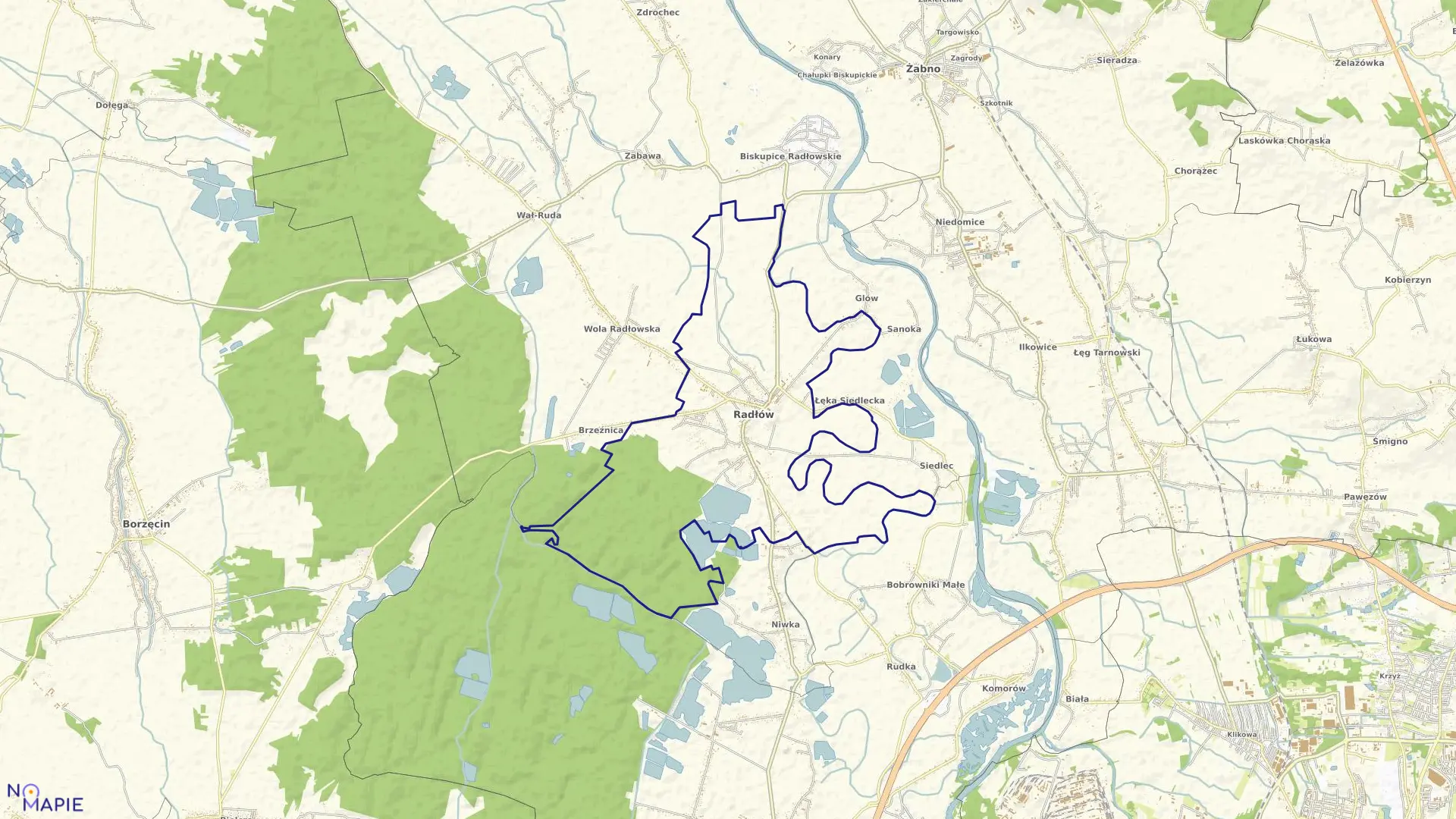 Mapa obrębu Radłów w gminie Radłów