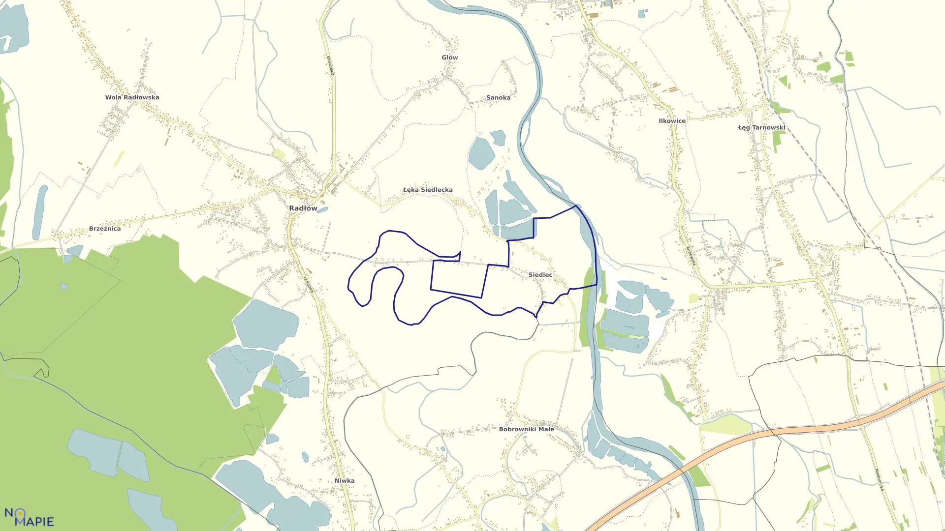 Mapa obrębu Siedlec w gminie Radłów