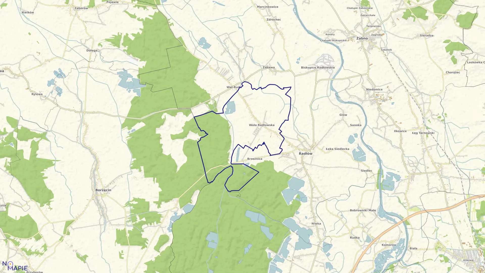 Mapa obrębu Wola Radłowska w gminie Radłów